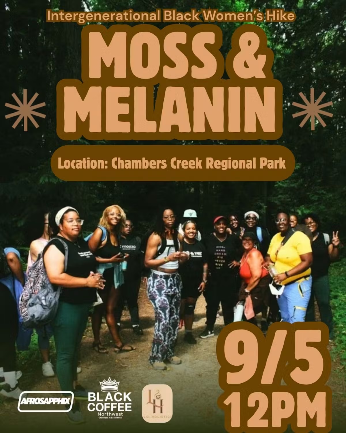 Moss & Melanin Intergenerational Black Women's Hike - September 5 at 12:00 PM, Chambers Creek Regional Park